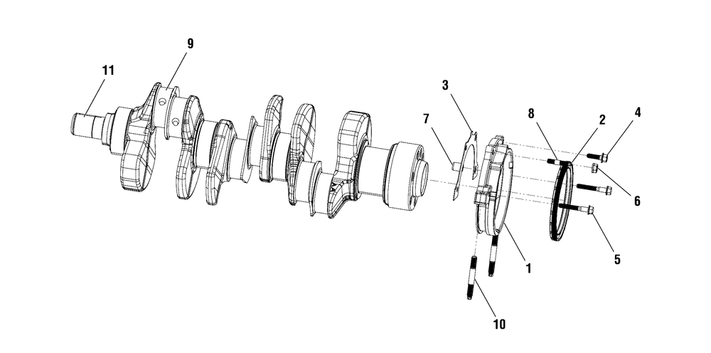 Engine Group - Crankshaft Diagram and Parts List for 076355-03  Briggs and Stratton Generator